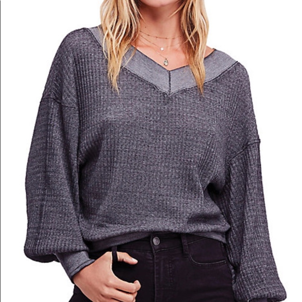 FREE PEOPLE SOUTH SIDE THERMAL IN CHARCOAL GREY